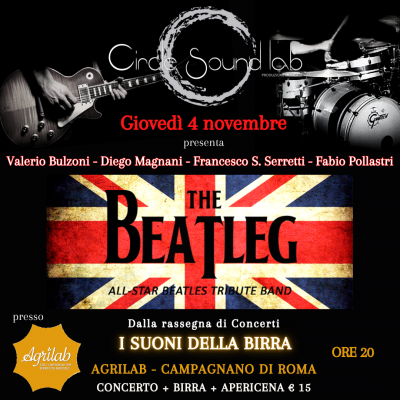 “The Beatleg” la tribute band formata dai migliori musicisti beatlesiani della Capitale sarà protagonista giovedì 4 novembre della rassegna musicale “I suoni della birra” 